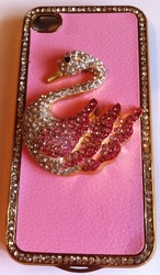 Чехол для IPhone 4/4s Розовый лебедь Материал - метал,  кожа http://iph