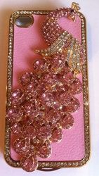 Чехол для IPhone 4/4s Павлин розовый Материал - метал,  кожа http://iph