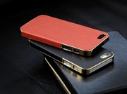 Элегантный золотистый чехол OYO Gold кожа PU с велюром для iPhone 5 5S